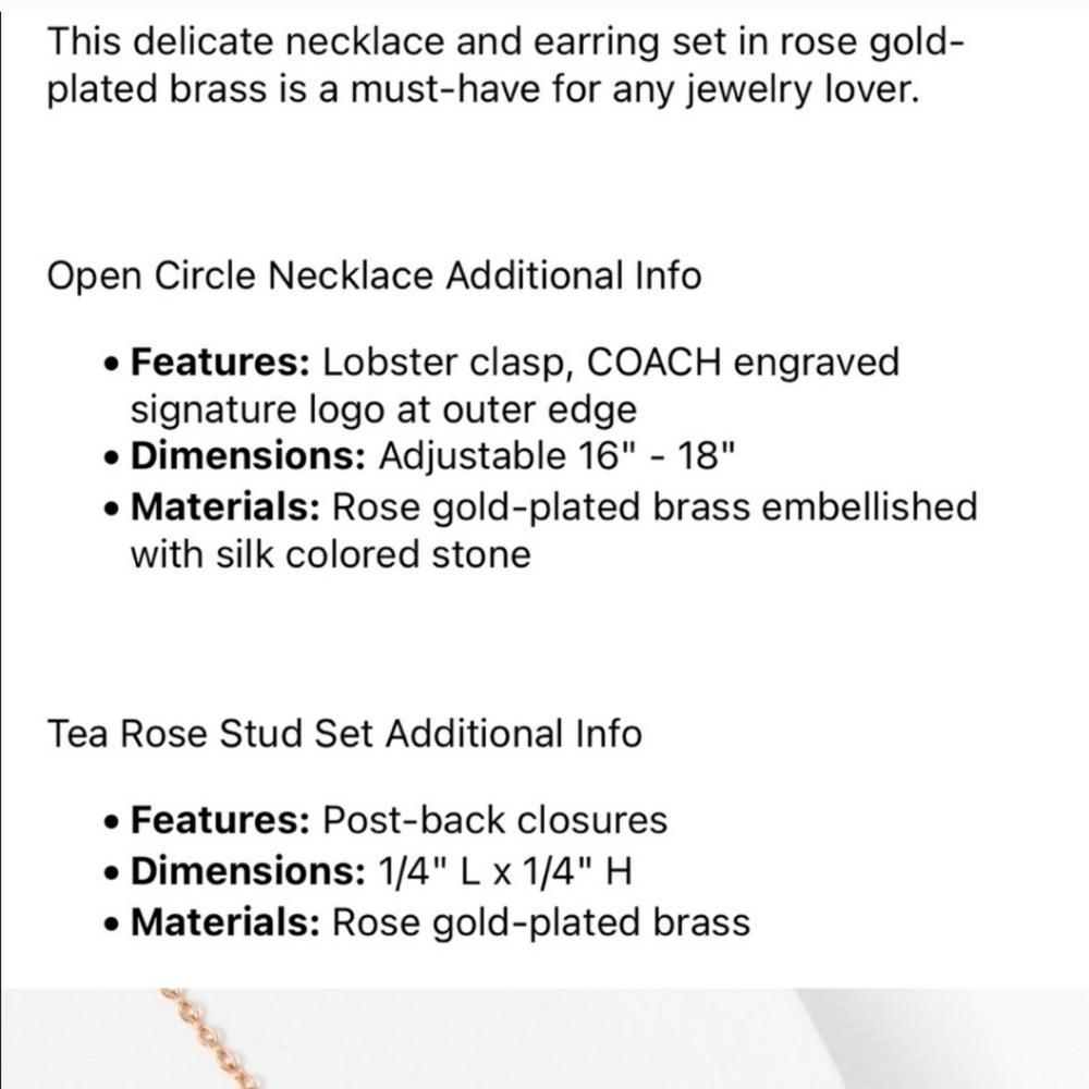 💛🔹️ Coach🔹️ jewelry necklace and earrings set - Picture 3 of 3